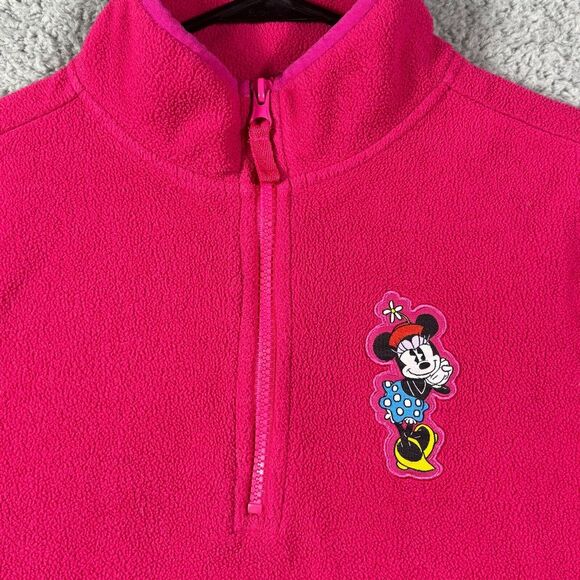 Disney Store Pink Minnie Mouse 1/4 Zip Fleece Pullover Small Cozy Winter Sweater - Picture 7 of 7